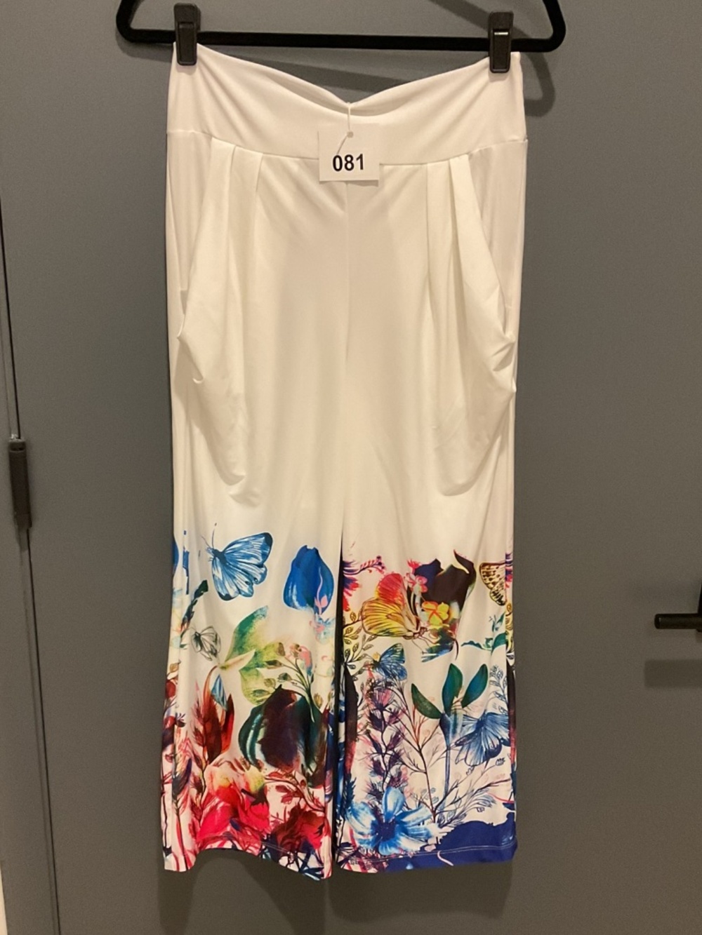 White pants with multicolor flowers